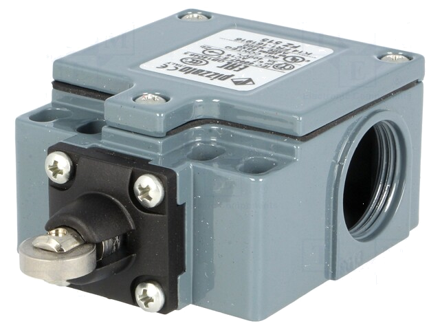 Eindschakelaar; roller van staal Ø12mm; NO + NC; 10A; max.500VAC Eindschakelaar; roller van staal Ø12mm; NO + NC; 10A; max.500VAC